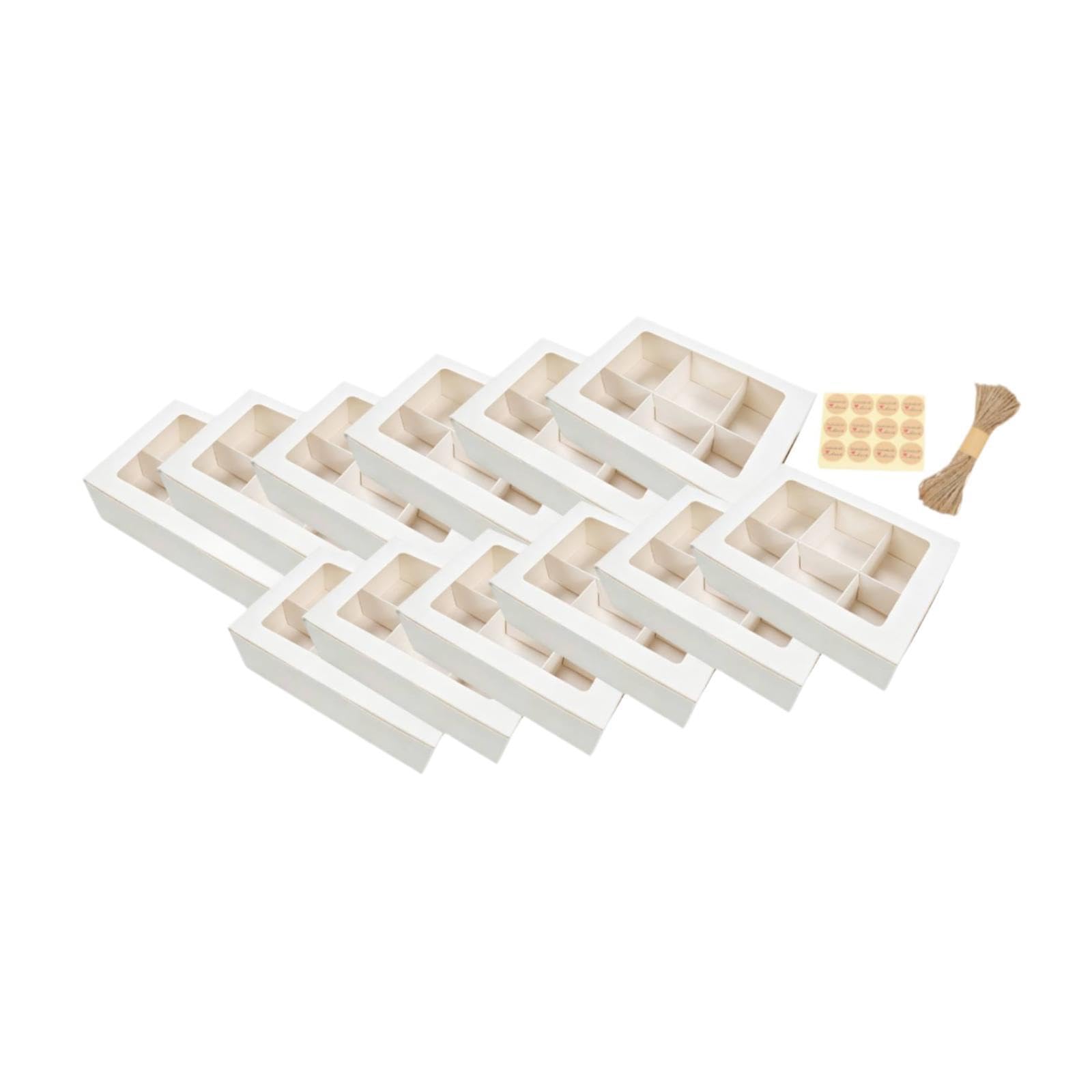 12 Pezzi Scatole Cupcake Porta Dessert Biscotti Dolci in Carta Sportello Trasparente Pronte All’uso Adatte per Compleanni Feste Shop Confezio, 6 Griglie
