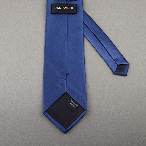 Dan Smith Mens Neckwear Plain Wrinkle-Free Neck Tie Blue Anniversary Accessories Daa3E01H Dark Blue Silk Touch #TOP3