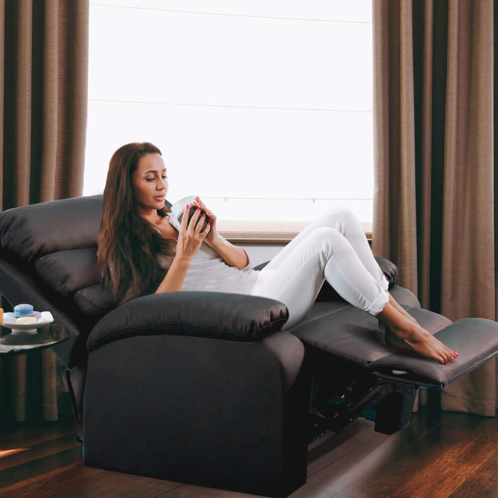 gridinlux | Sillón Relax Masaje Extra Acolchado Levanta Personas Marrón | Reclinable | Elevación Automática con Mando | 5 Modos | Función Calor Lumbar | 8 Motores | 4 Zonas de Masaje | Polipiel