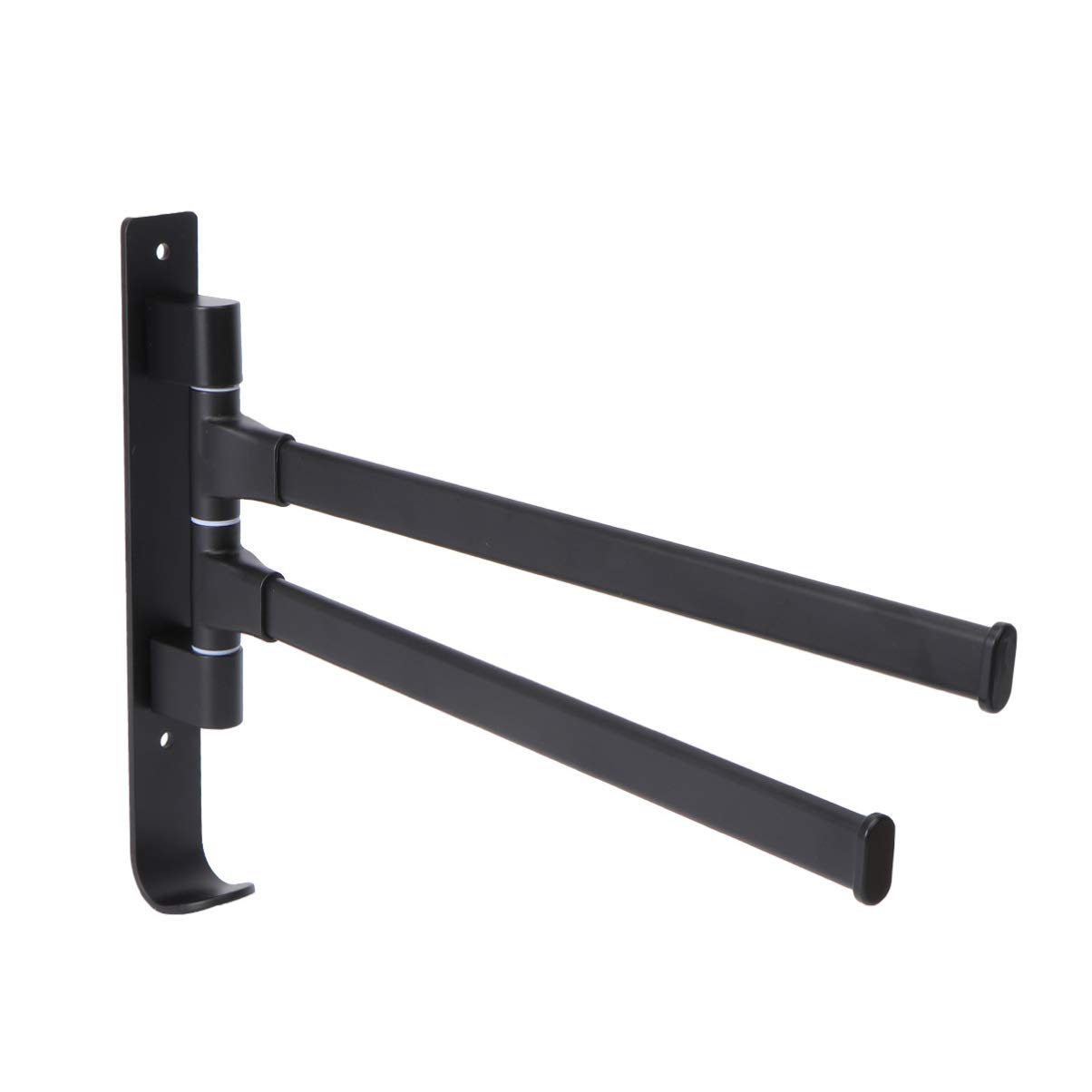 Hemoton Folding Hangers 1Pc No Punching Towel bar Black Coat Hanger Wall-Mounted Tower Hanger Wall Mounted Clothes Hanging Space Aluminum Bathroom Rack Coat Hanger Nordic Bathroom Shelf