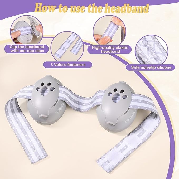 Image of Baby Bucket 2-in-1 Infant Noise Reduction Ear Muffs | Baby Ear Protector for Kids with 25dB Noise Cancellation | Adjustable Silicone Strap & Soft Snug Fit Earpads