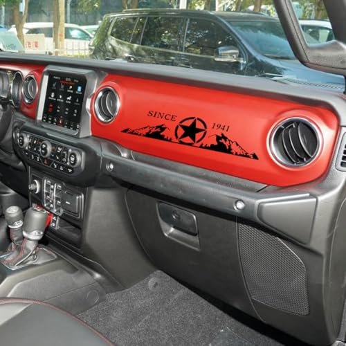Image of Car Dashboard Decal Glove Box Sticker Mountain Scene Vinyl Passenger Seat Sticker Gloss Black Compatible with 2018-2023 Wrangler JL JLU Gladiator JT (Star)