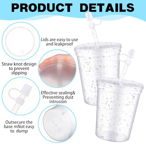 Maxdot 15 Pack Clear Plastic Tumblers with Lids Straws 16 oz Reusable Cups by Maxdot - Used condition - Image 3