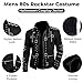 III-Fashions Vintage 80s Halloween Costumes for Men - Black Rockstar Outfits Cotton Biker Belted Jacket
