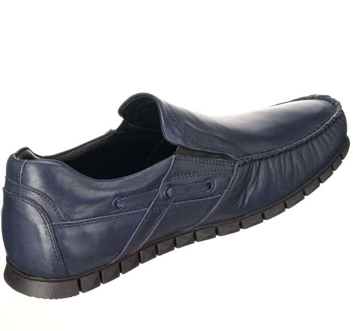 DALGALA Men's Navy Blue Big Size Handmade Leather Penny Loafers Casual Shoes Driving Loafers Slip On Shoes4