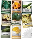 Gardeners Basics, 8 Squash Seeds for Planting Individual Packets - Zucchini, Delicata, Butternut, Spaghetti, Scallop, Caserta, Round and Hubbard for Your Non GMO Heirloom Vegetable Garden