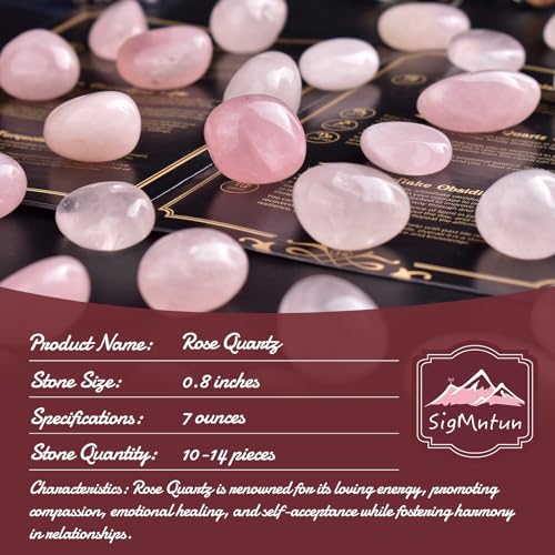 Image of Polished Stone Set Rose Quartz Crystals, 0.8 inch Handpicked Tumbled Gemstones Rocks, Pebbles for Reiki, Chakra, Healing, Home Decor