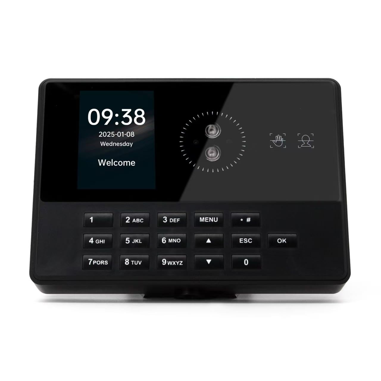 Bisofice T900 Rilevatore Presenze Dipendenti, con Scansione Facciale e impronte digitali e RFID Password, Timbratrice Presenze Prompt Vocale, Display da 2,8", per Piccole Imprese