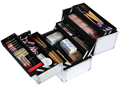 Preisvergleich Produktbild Yaheetech Alu Friseurkoffer Beauty Case Kosmetikkoffer elegant für Gepäck Silber Werkzeugkoffer