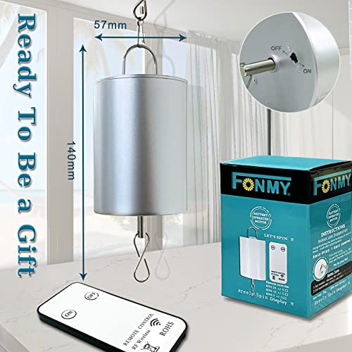 Fonmy Wind Spinner Motor With Remote Battery Operated 20Rpm Hanging Display Rotating Motor For Disco Ball Baby Crib Wind Chime Mobile Yard Decor Ornaments Outdoor Sculptures-Silver Color-Medium Speed #TOP1