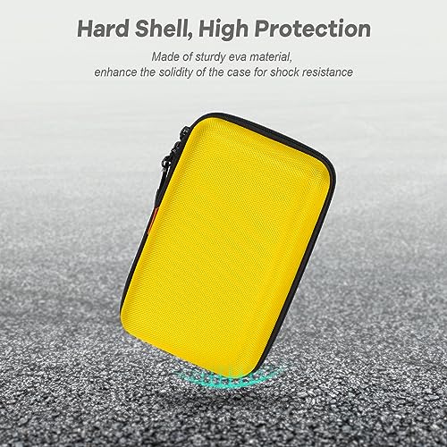 Image of Bright Yellow Hard Shell Electronic Organizer Carrying Case - Shockproof Large Storage Case for Hard Drive, Phone, Power Bank, Charger, Earbuds - Zipper Pouch Gadget Bag for Business, Travel