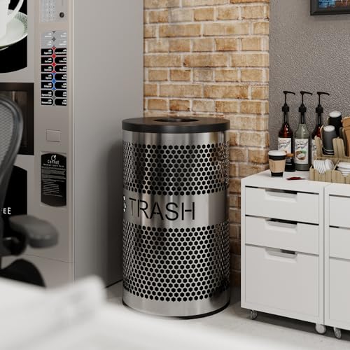 Caneca de basura redonda perforada acero inoxidable 20 gal miniatura 6