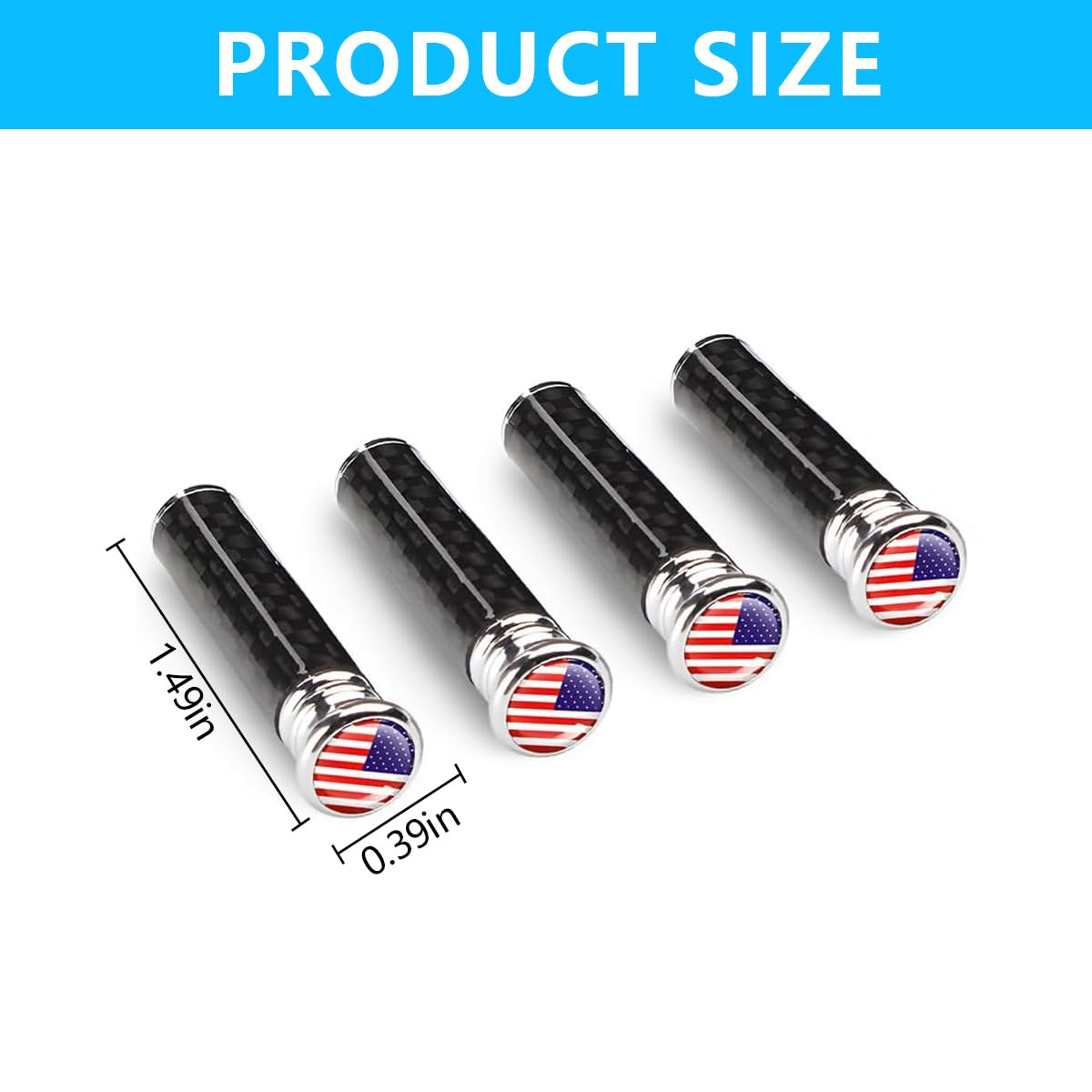 4-Piece American Flag Car Door Lock Knobs - Carbon Fiber Decorative Pull Pin Covers For SUV, Truck, RV