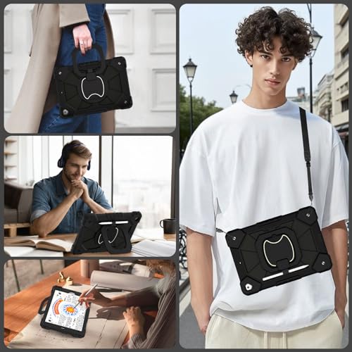 Image of WESOROL Case for iPad 9th /8th /7th Generation 10.2 Inch (2021 /2020 /2019),Full-Body Drop Protection 9th Generation iPad Case with Rotating Stand Screen Protector Pencil Holder Holde,Black