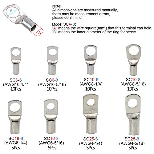 Creatorele 60Pcs Bolt Hole Tinned Copper Terminals Set-Wire Terminals Connector Cable Lugs Battery Sc Terminals Glimpse Of Mouth #TOP4