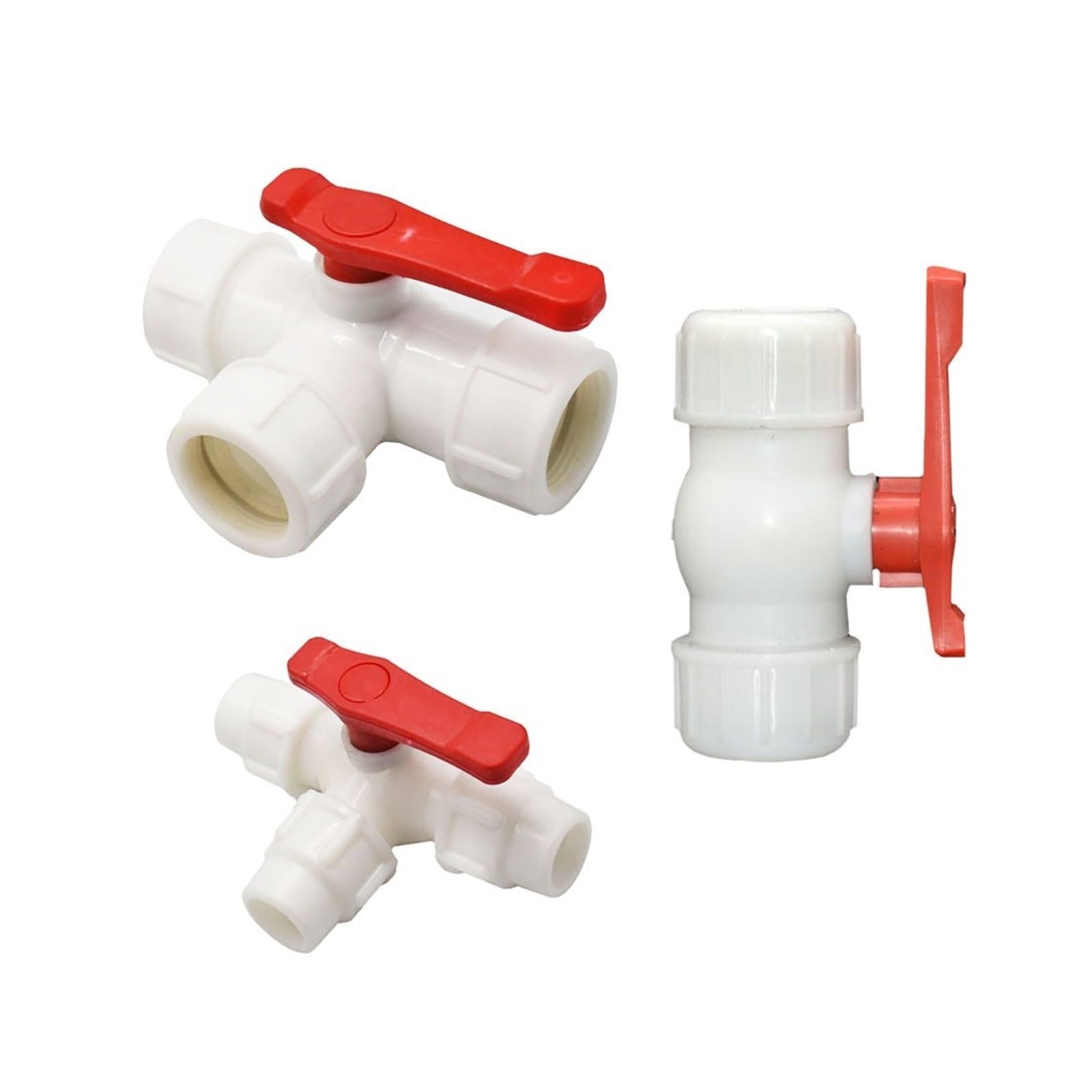 Zawór kulowy z pełnym przejściem, Trójnik z plastikowym zaworem kulowym 3-drożnym do rur wodnych PVC i PE(50 mm x TEE)