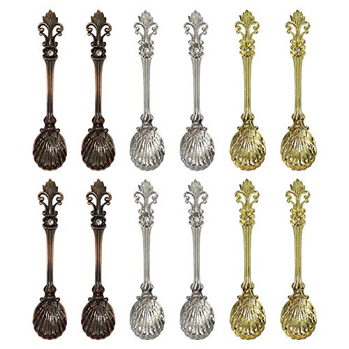 Gracelife Retro Coffee Stirring Spoon Sugar Spoon Tea Spoon Ice-cream Spoon Pack-12 Boxed (Flower1doz)