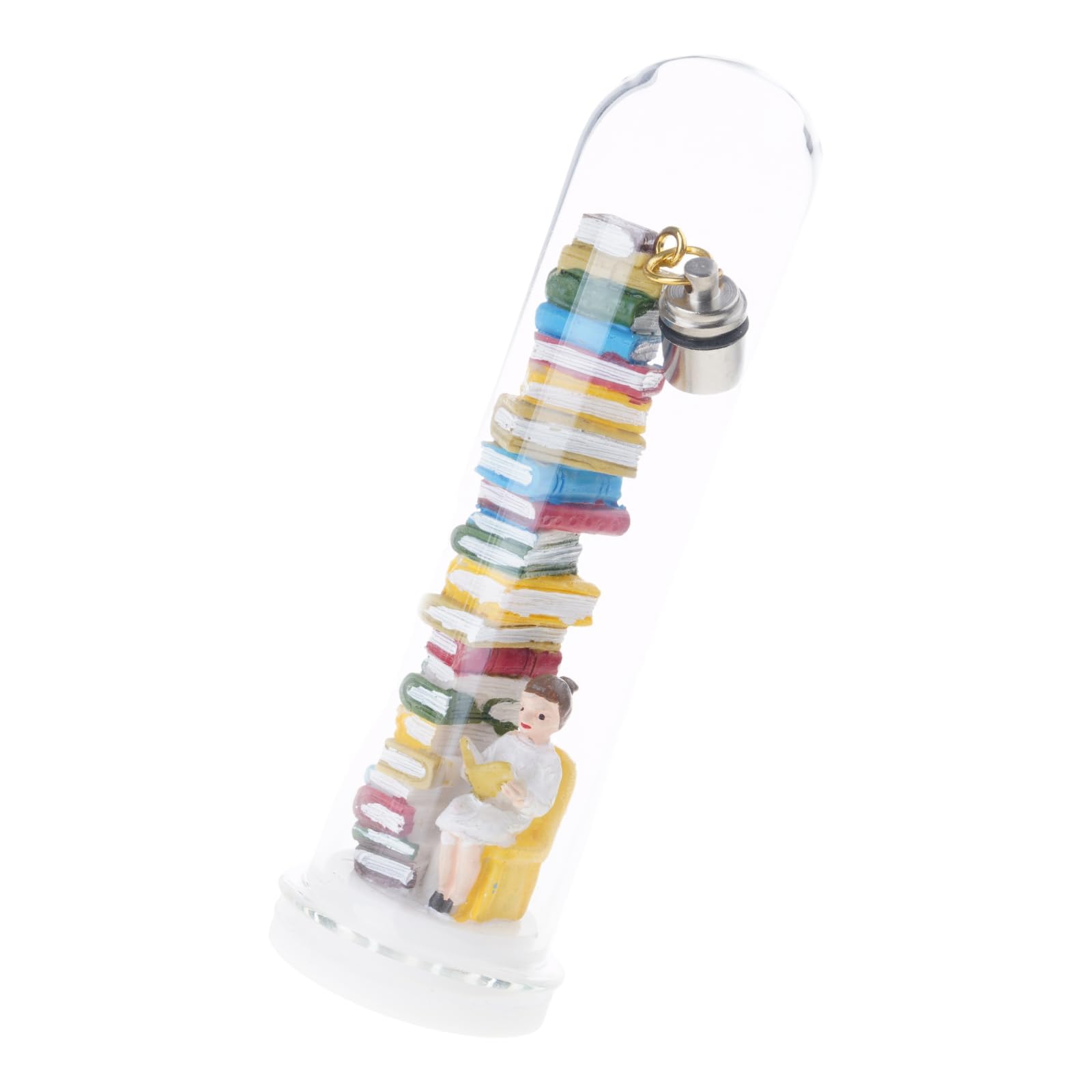 Tsophreniq C Reative Resins Miniature Reader Book Decorative Lamp In Tube Battery Operated Accent Lighting For Shelves Desks Bedsides Table Light