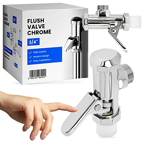 Spülventil Toilettenspülung WC-Spülventil WC-Spülarmatur Druckspüler Verchromt 3/4'' Manuelles WC-Griff Spülmechanismus Spülwerkzeug Klospülung Ventil Rostfrei Messing Spülstromregulierung