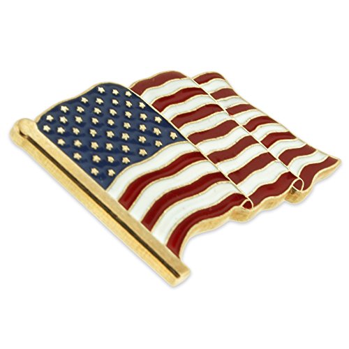 Image of PinMart's Gold Color Plated and Silver Made in the USA American Flag Enamel Lapel Pin, Cufflink & Tie Clip