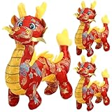 Syhood 3 Pack Chinese Dragon Plush Mascot Dragon Stuffed Animals Toys 11 Inch 2024 Chinese New Year Zodiac Dragon Plush Toy Chinese New Year Gift Home Decoration Spring Festival Ornaments(Red)