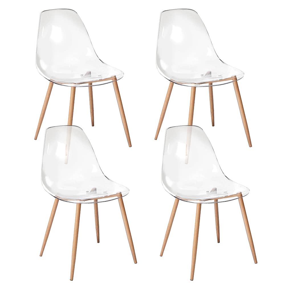 Acryl Ghost Stoelen Stapelbaar - Minimalistische Eetkamerstoel voor Slaapkamer, Woonkamer & Eetkamer - Transparante Plastic Crystal Back Lounge Stoel