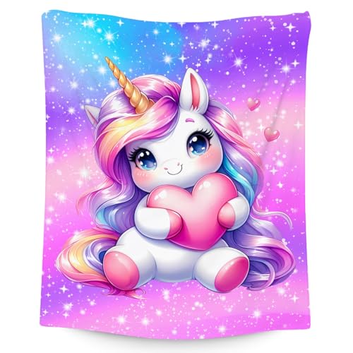 Unicorn Blanket Gifts for Girls - Flannel Soft Cute Throws for Couch, Office 40"x50"