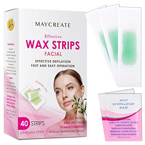 Maycreate Hair Removal Waxing Strips for Face Legs Underarms Brazilian Bikini Women