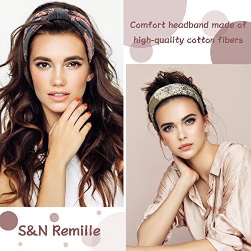 S&N Remille Wide Boho Headbands For Women And Girls, Elastic Turban Head Wrap Non-Slip Hair Bands For Sport Yoga And Running Headband 3 Pack #TOP3