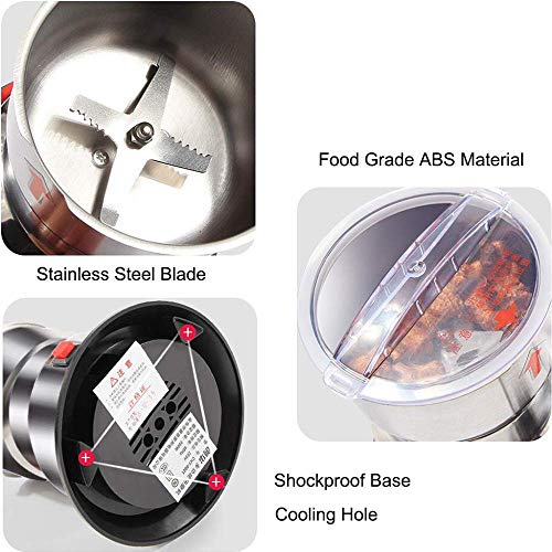 JRZTC Molinillo de café eléctrico, Recipiente de Acero Inoxidable extraíble, para Especias, Hierbas, nueces, Granos - Imagen 6
