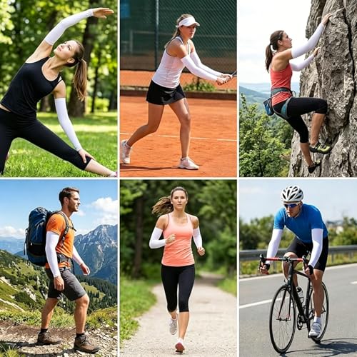 Moguxb Manches Anti UV 6 Paires 6 Couleurs Manchons soleil Manchettes de Bras pour Cyclisme Golf Conduite Course Basketball Football Plein Air pour Hommes Femmes Tatouage Couvrant – vue 8
