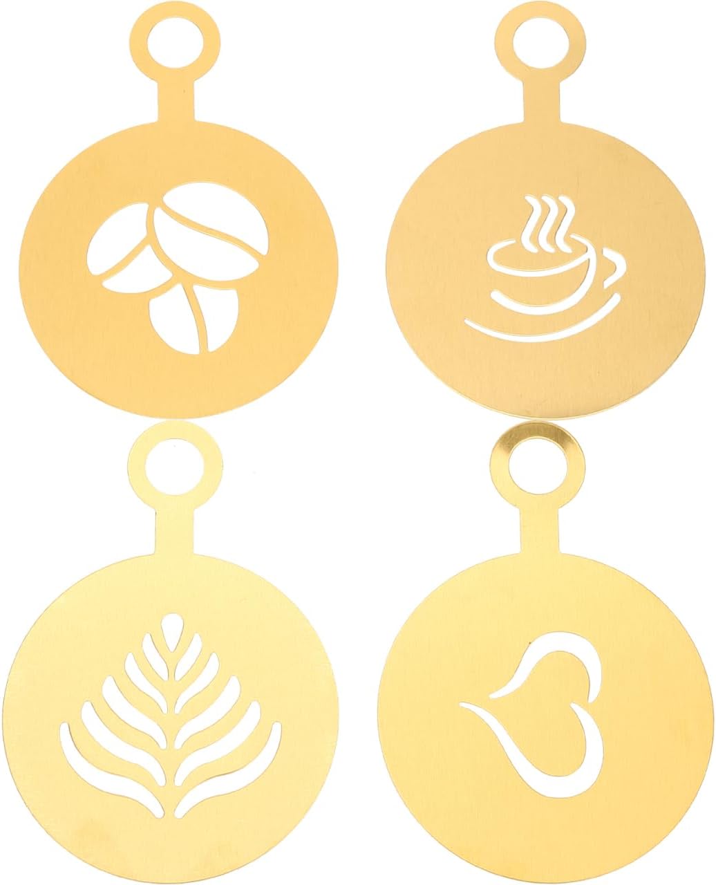 Coffee Latte Art Stencils 4 Pcs Metal Coffee Stencils for Cappuccino Chocolate Decoration Milk Foams Templates Heart Flower Mold 4.72X3.34In