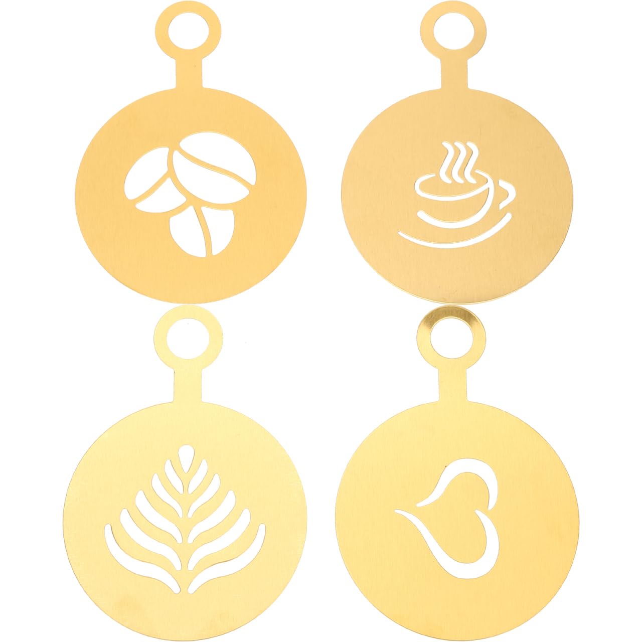 Coffee Latte Art Stencils 4 Pcs Metal Coffee Stencils for Cappuccino Chocolate Decoration Milk Foams Templates Heart Flower Mold 4.72X3.34In