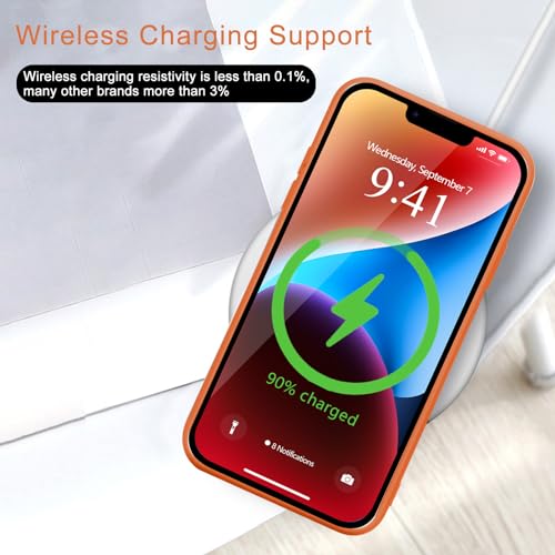Image of Wirvyuer for iPhone 14 Case Cute Slim Shockproof Phone Case with Wireless Charging Support and Protection, Orange