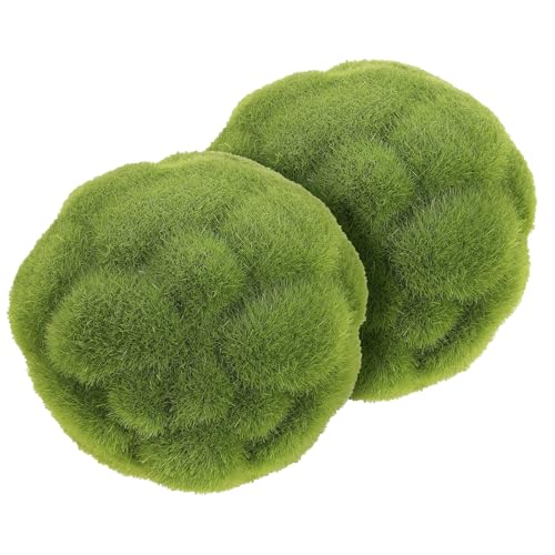 POPETPOP Bolas Decorativas de Musgo Falso Flocado 2 Piezas 10 CM Diámetro para Jardineras Relleno de Jarrones y Decoración Interior Bolas Topiarias Verdes para Arreglos y Manualidades