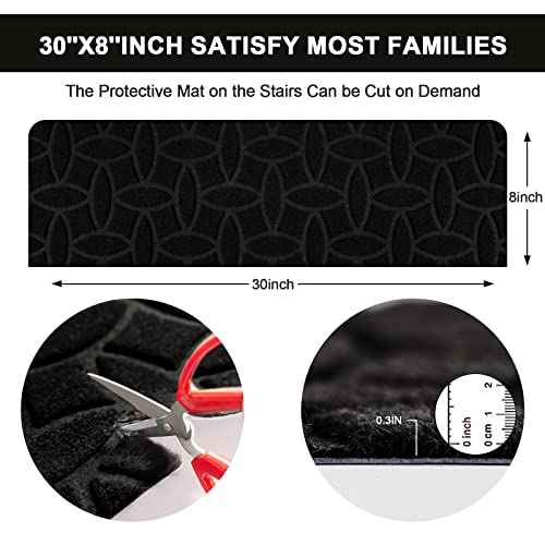 Romrol Stair Treads Non-Slip Step Mats Indoor For Kids Elders Pets,Reusable Safety Staircase Carpet For Wooden Steps（Black Diamond, 15Pcs #TOP1