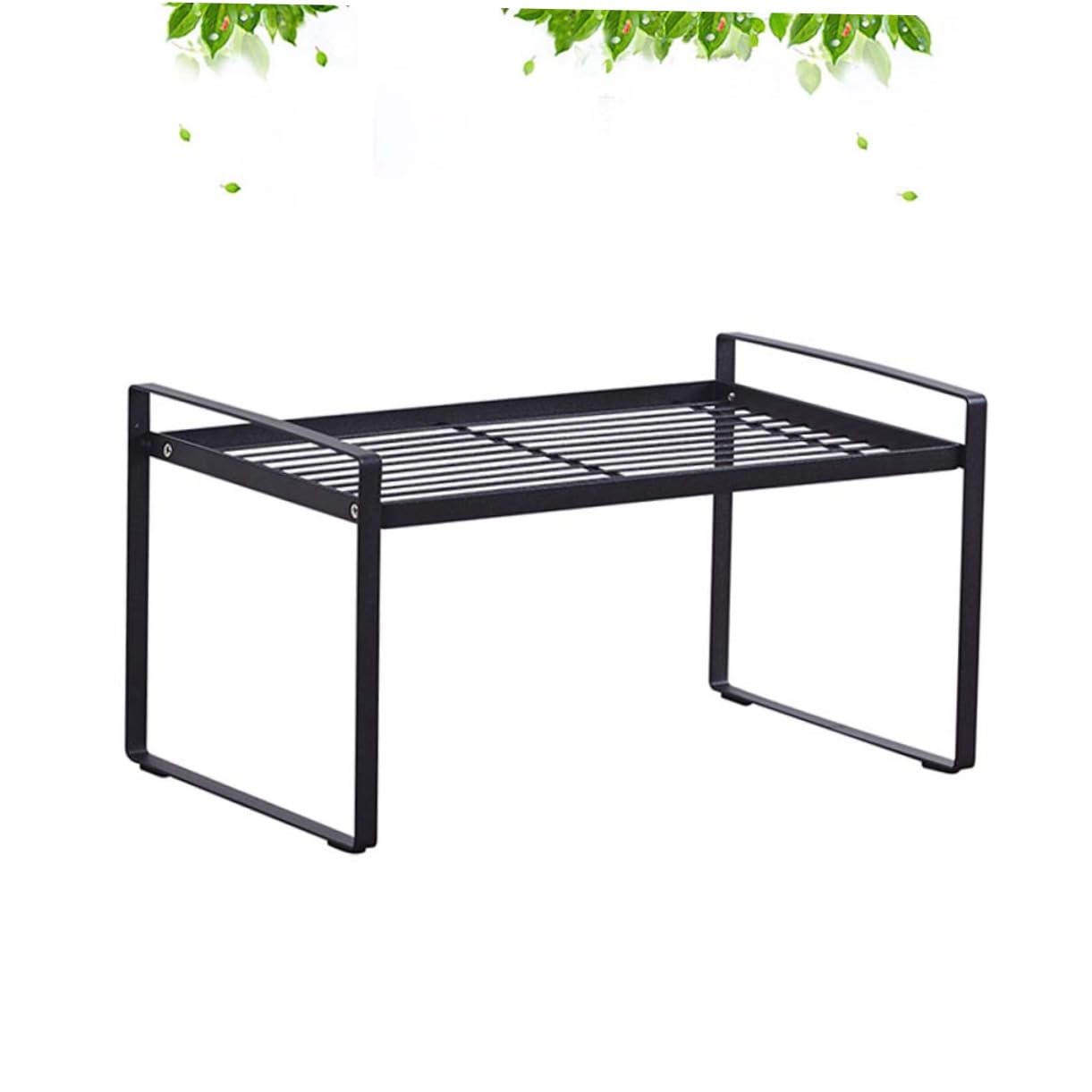 COLLBATH Wrought Iron Layered Storage Rack for Kitchen Multi Pot and Seasoning Bottle Organizer Elegant Black Design User Friendly with Smooth Finish for Home and Restaurant Use