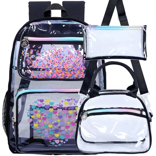 Image of AGSDON Clear Backpack, Heavy Duty Transparent Bookbag, See Through PVC Backpacks for Women Men