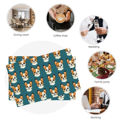 Sets de table double résistant à la chaleur lot de 4 imprimé chien - 8