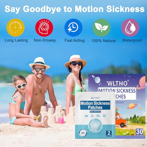 Image of 30ct Motion Sickness Patches Non Drowsy, Sea Sickness Patch for Cruise Travel Essentials, Waterproof Patches Behind Ear, Custom Planet Pattern, Long Last 72H