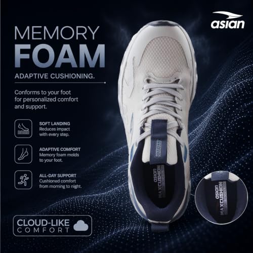 Image of ASIAN Quantum-56 Men's Running Shoes with Stylish Air Coil Sole, Breathable Knit Upper, Lightweight & Memory Foam Cushioning for All-Day Comfort
