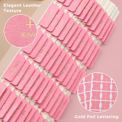 Leather Bible Tabs for Women Large Print Gold Foil 80 Pink Chapters Labels — view 2