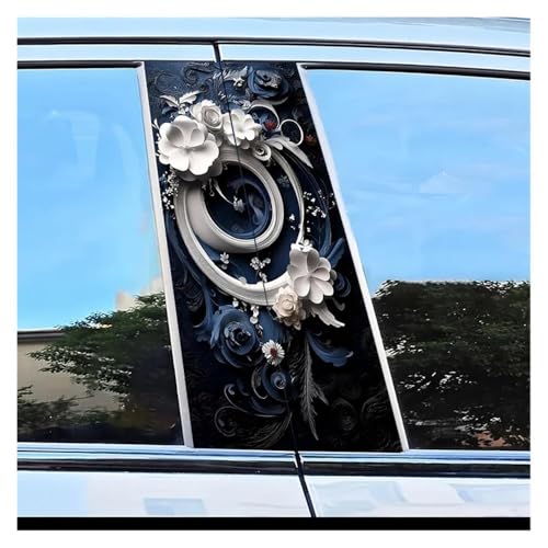 Autocollant pilier de porte voiture film résistant fleurs 2pcs