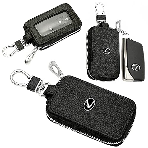 ブラガ製 レクサス車 互換品 キーケース ビッグ Lサイズ ブラック Lマーク エンブレム タイプ10 L2 透明カバー窓付 スマートキー対応 回転フック 牛革製