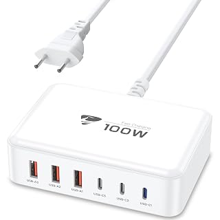 USB C Ladegerät, 100W 6-Port USB Ladegerät Mehrfach mit USB-C und USB-A, Schnellladegerät PD 3.0 Power Adapter, USBC Netzteil für iPhone 17 16 15 14 Pro/Pro Max, iPad, MacBook, Handys - Amazon product rated Grade A