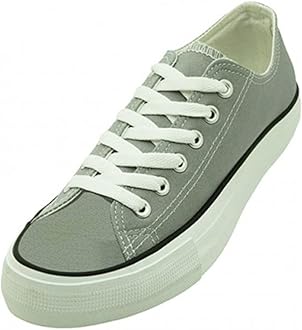 G4U-E3B27M Men's Canvas Sneakers Classic Lace Up Oxfords Students Fashion Shoes, Black, Red, Navy, White, Grey