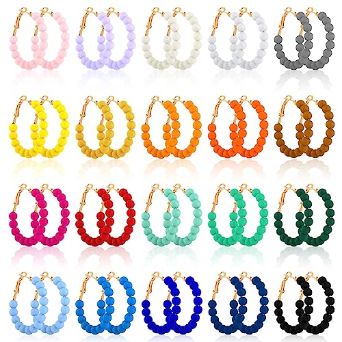 Boucles d'oreilles créoles perles lot de 20 paires : le cadeau bohème idéal pour femme