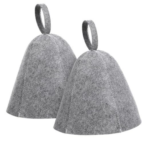 TNSOYCA 2 Stück Saunahut,SaunamüTze für Damen Herren,Filz Filzhut Sauna Komfortabel Atmungsaktiver Kopfschutz Geeignet für Sauna Spa Badezimmer（Grau）
