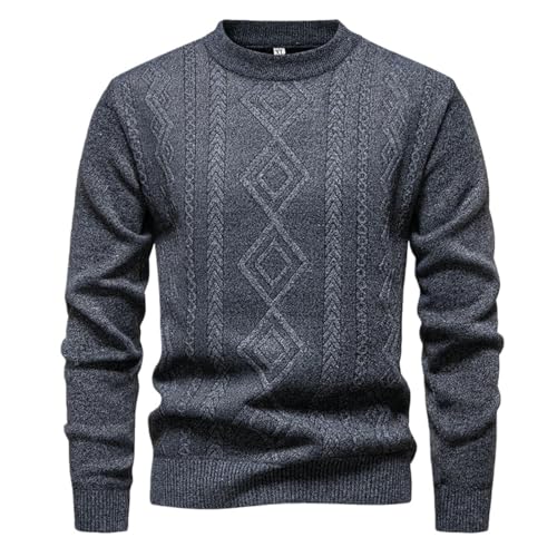 Pull en tricot torsadé homme col rond chaud pour automne hiver