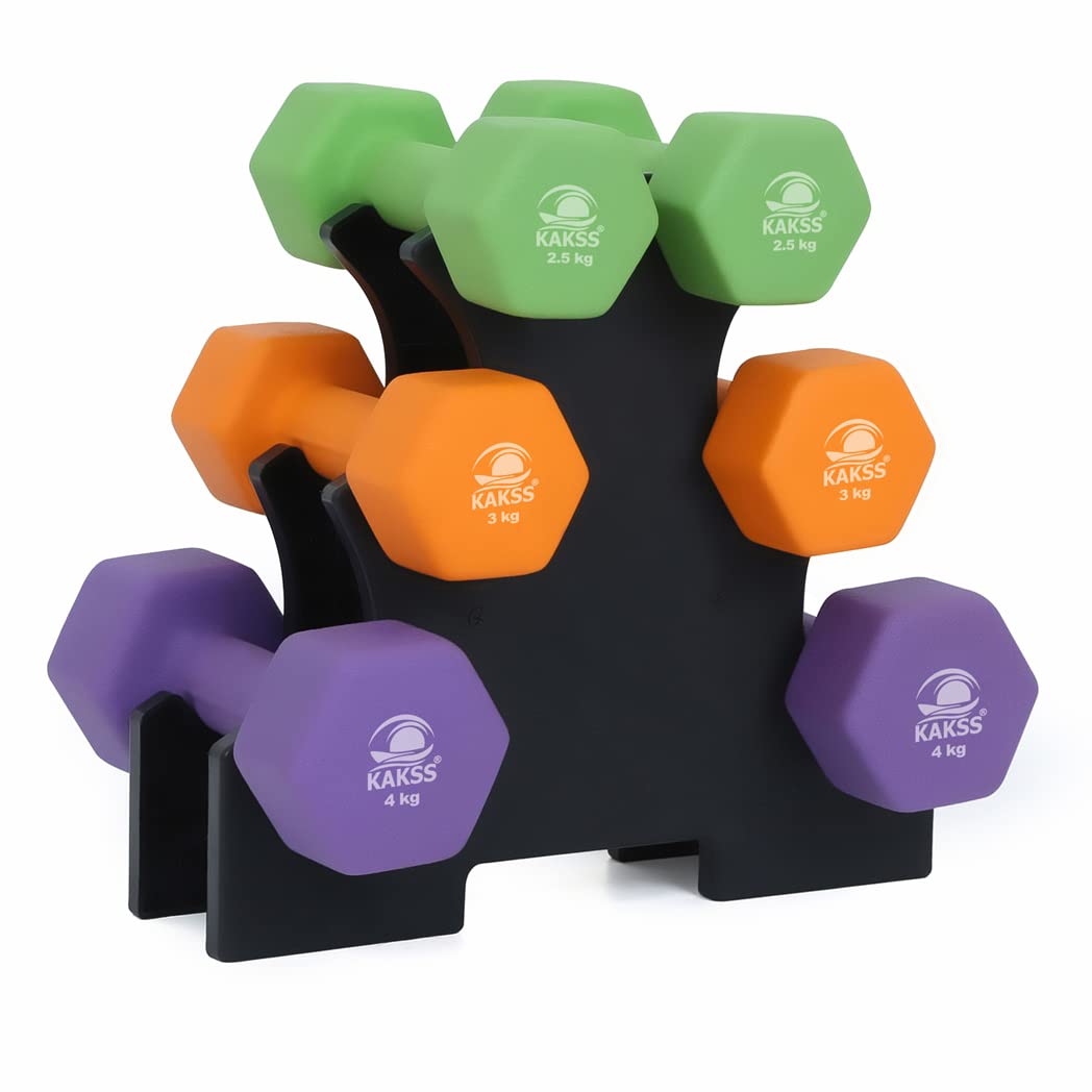 KAKSS Cast Iron Neoprene Coated Dumbbell With Stand(Proudly Made In India)… (19Kg(2.5kg+3kg+4kg N Pair)) (B0BLNSRWVH) Amazon Price History, Amazon Price Tracker